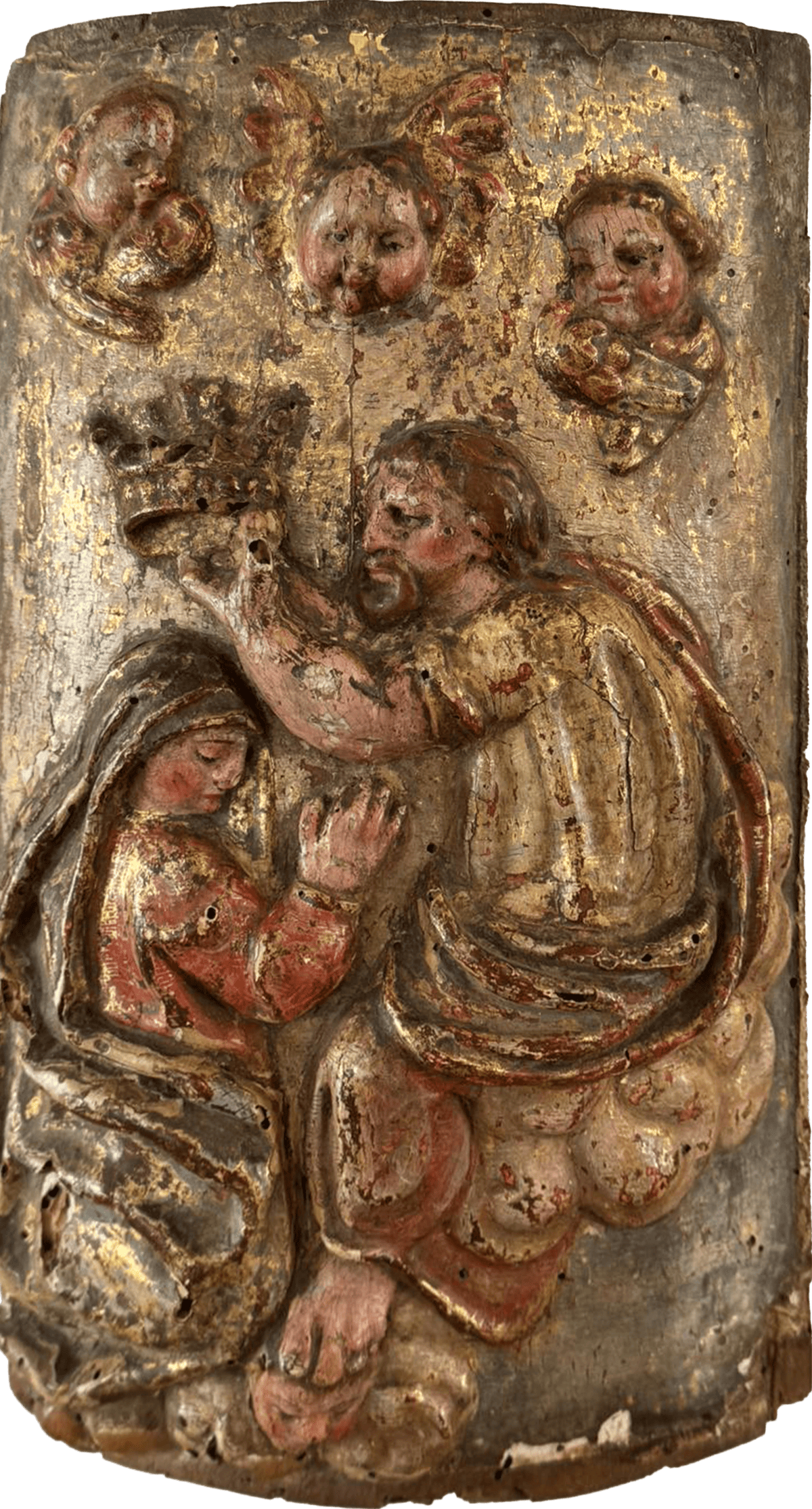 High relief in gilded and lacquered wood Spain 15th century _ 2