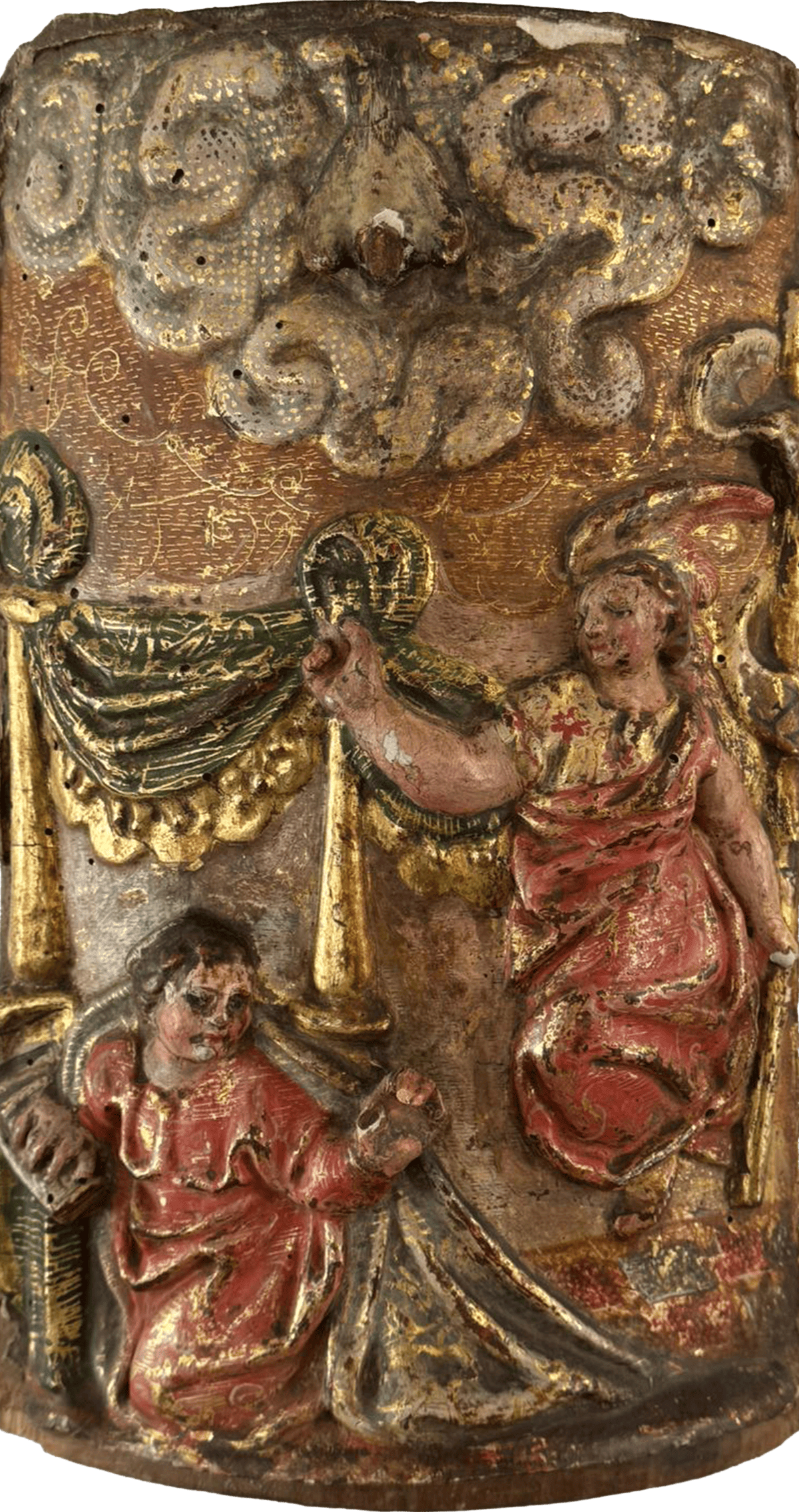 High relief in gilded and lacquered wood Spain 15th cent.